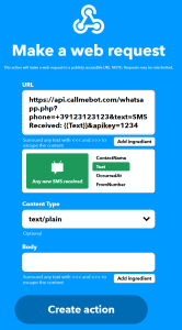 IFTTT SMS Ingredient example